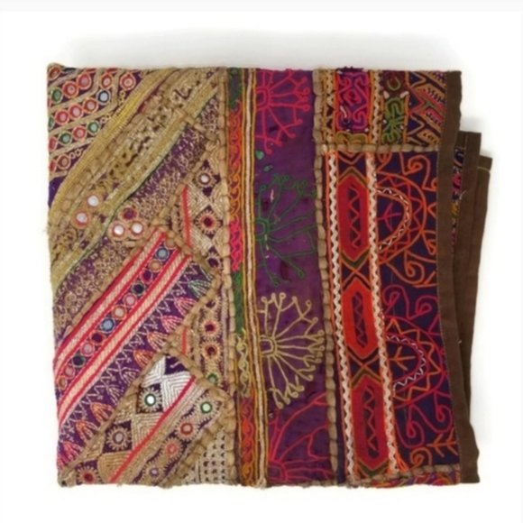 Vintage Indian Patchwork Mirror Wall Tapestry